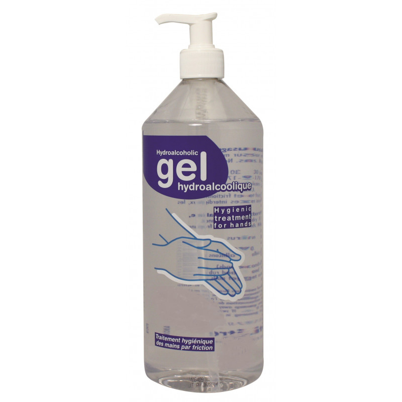 Gel hydroalcoolique 1L avec pompe desinfection des mains
